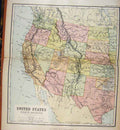 Old Antique Print United States North America Map Chambers Encyclopaedia