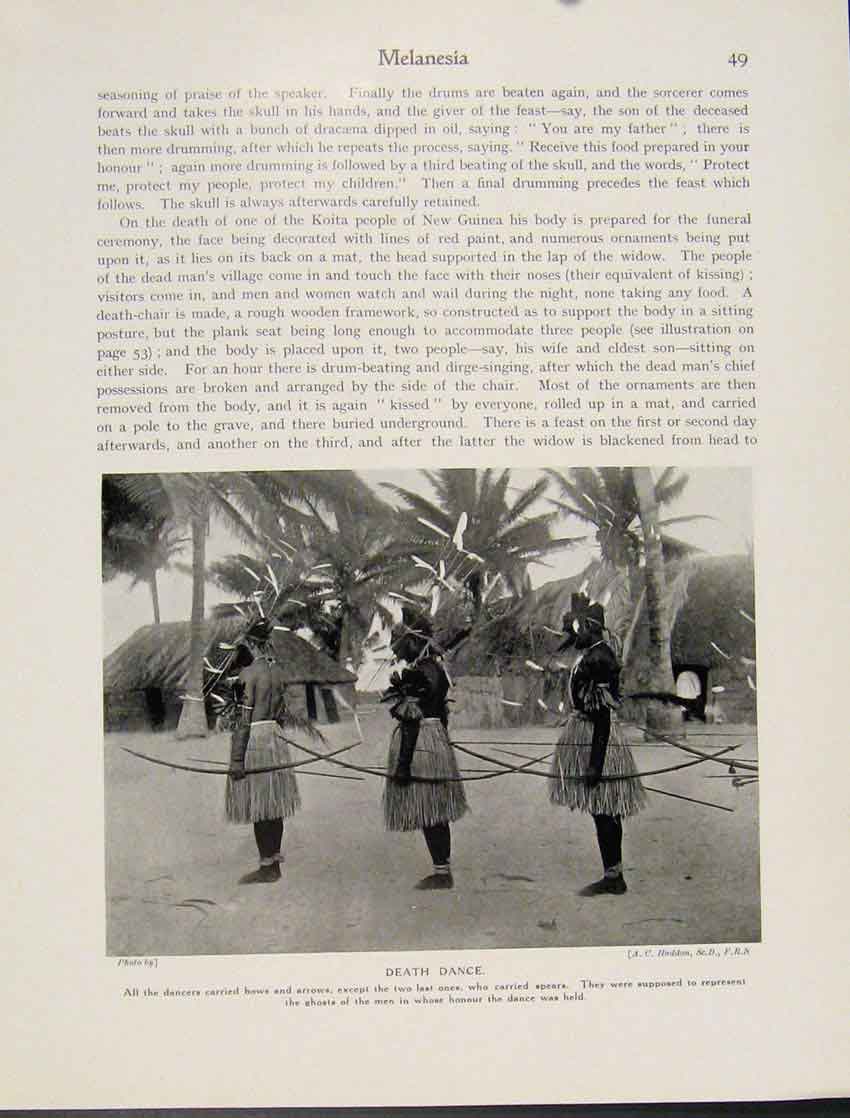 Original Old Vintage Print Death Dance Melanesia Fine Photograph C1931 20th
