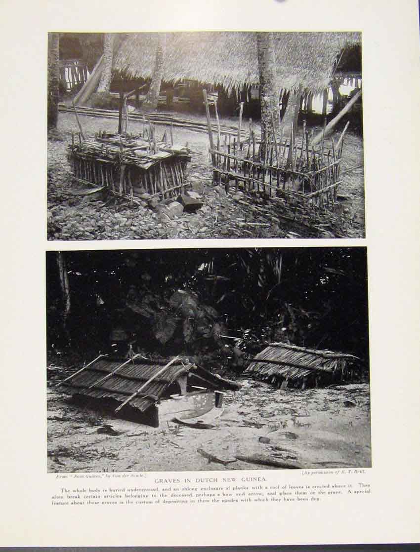 Original Old Vintage Print Graves Dutch New Guinea RoPlanks C1931 20th Century