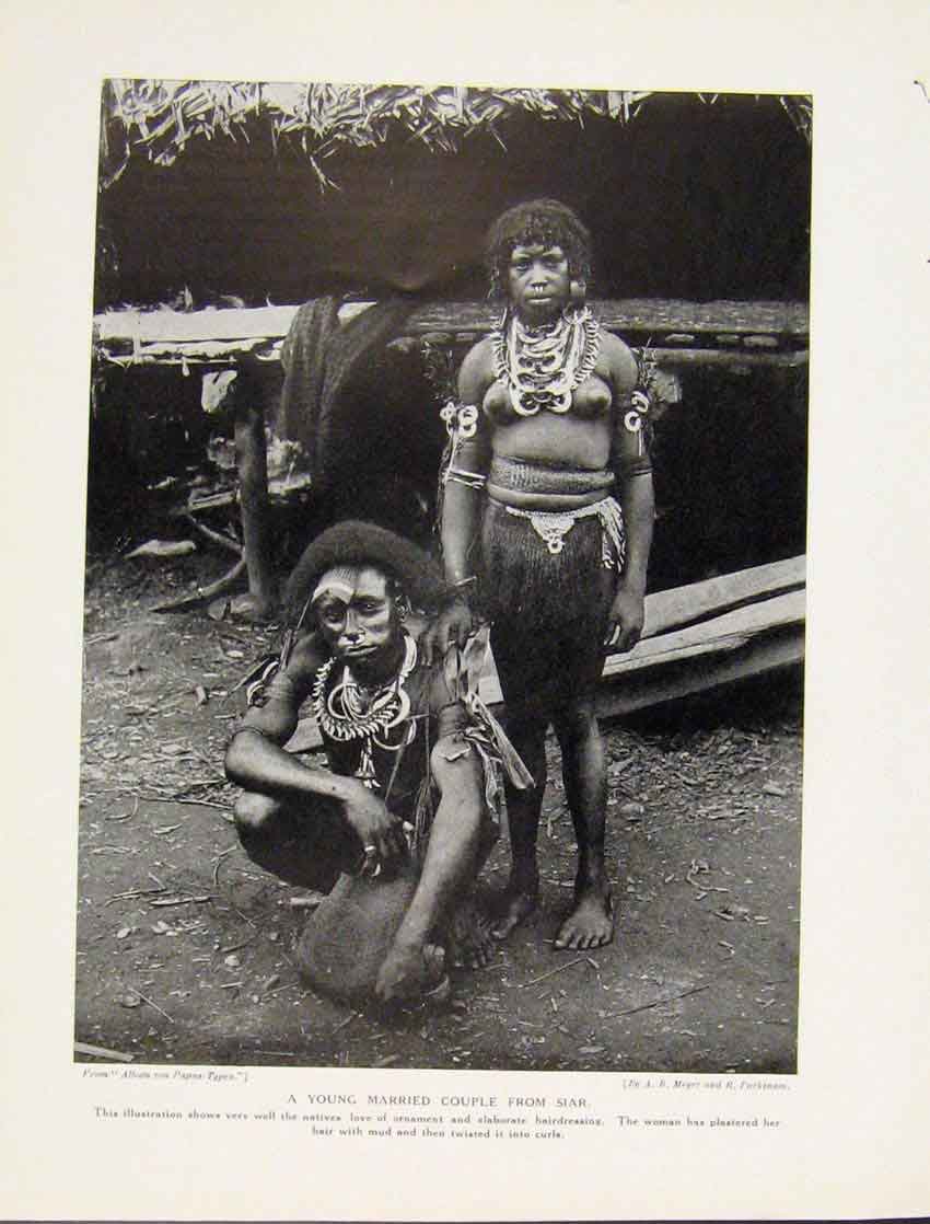 Original Old Vintage Print Yong Married Couple Sair Photograph C1931 20th
