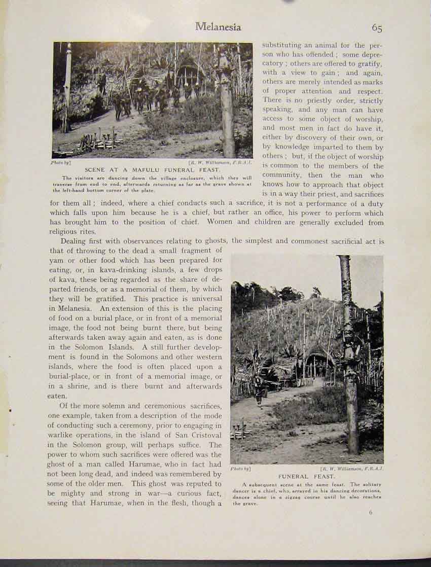 Original Old Vintage Print Scene Mafulu Funeral Feast Melanesia Photo C1931 20th