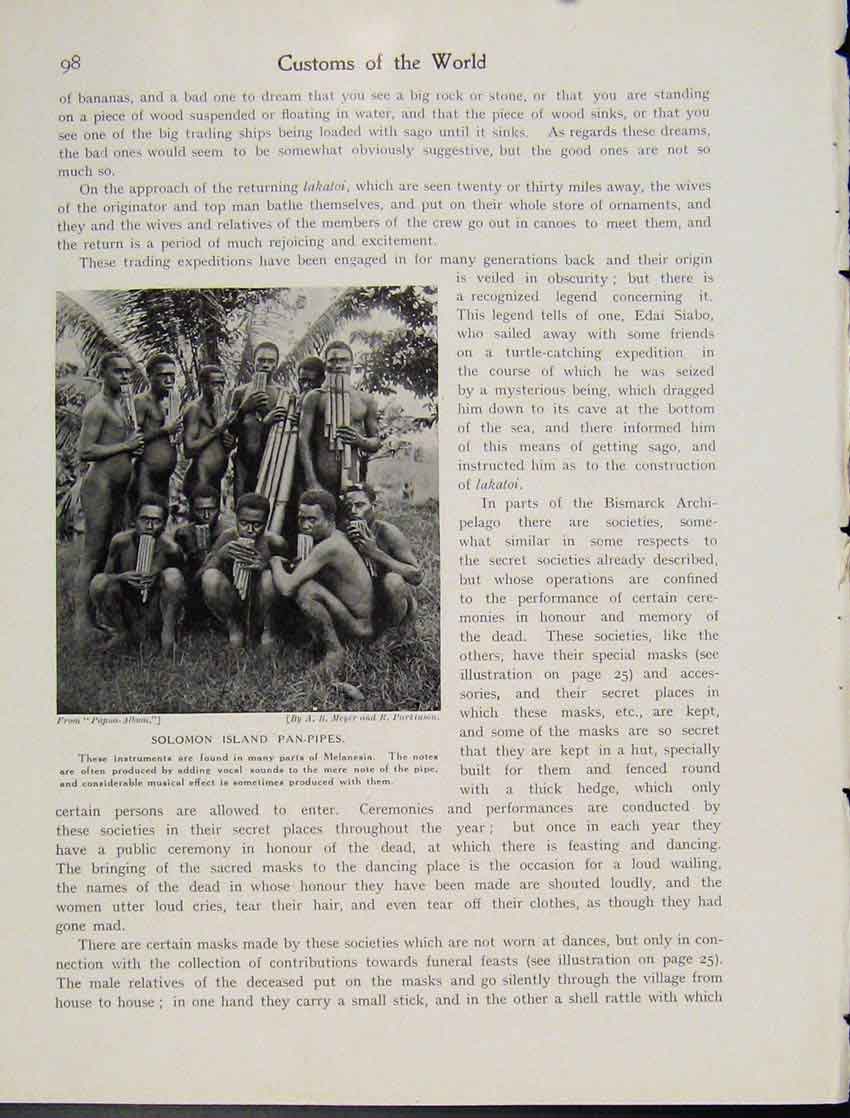 Original Old Vintage Print Solomon Islandpan Pipes Melanesia Photo C1931 20th