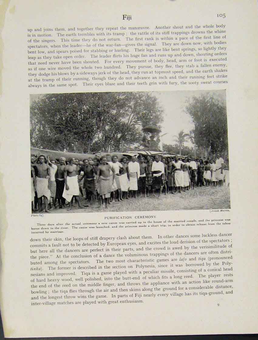 Original Old Vintage Print Fiji Purification Ceremony Photo C1931 Custom 20th