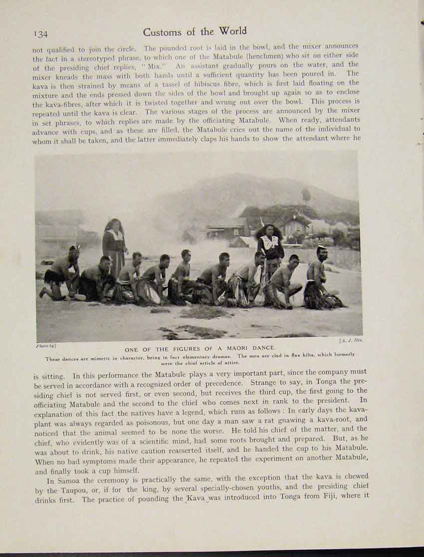 Original Old Vintage Print Maori Dance Australia Photograph Tribal C1931 20th