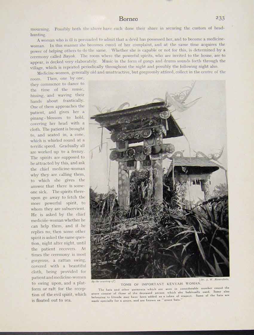 Original Old Antique Print Tomb Kenya Woman Hats Garments Toke Respect Photo