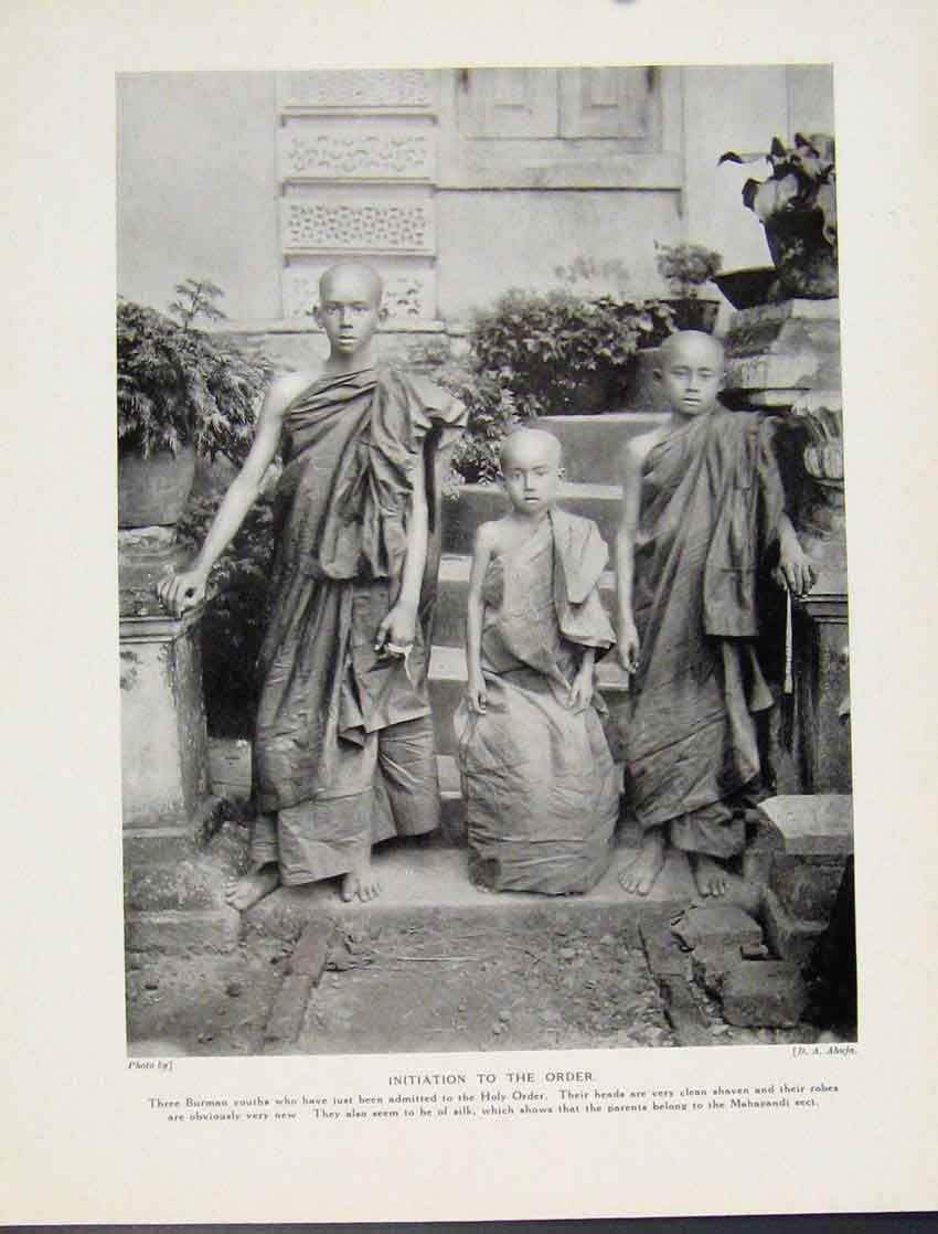 Original Old Vintage Print Initiation Burman Holy Order Photograph Culture C1931