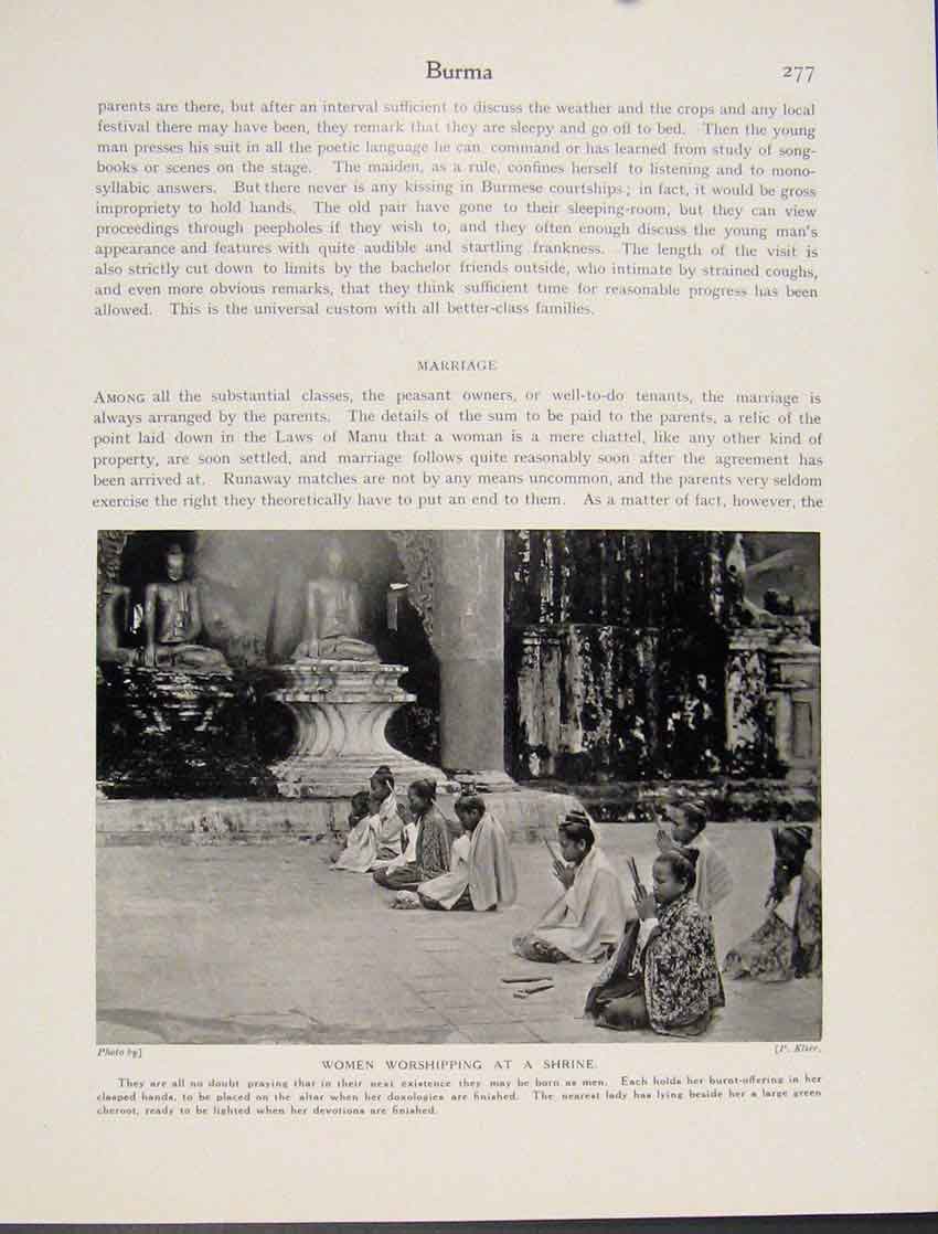 Original Old Vintage Print Women Worshipping Shrine Manu Laws Photo C1931 20th