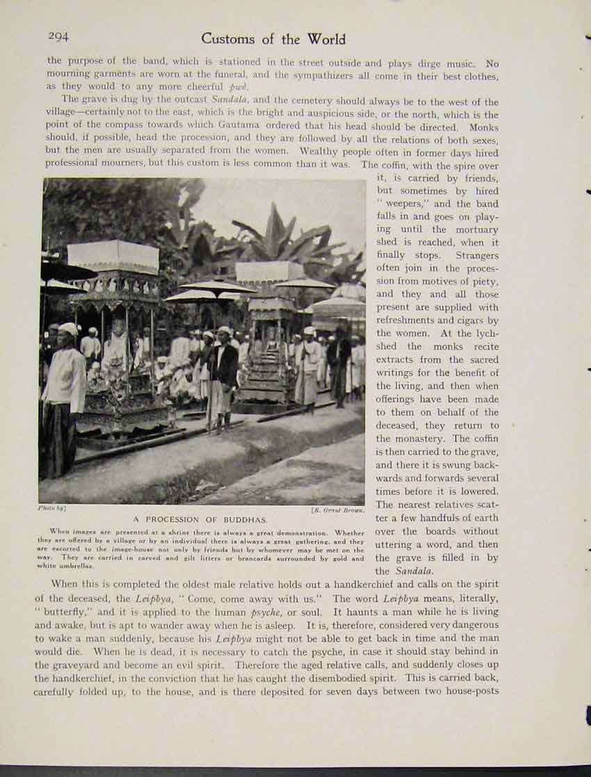 Original Old Vintage Print Procession Buddhas Shrine Monks Photo C1931 20th