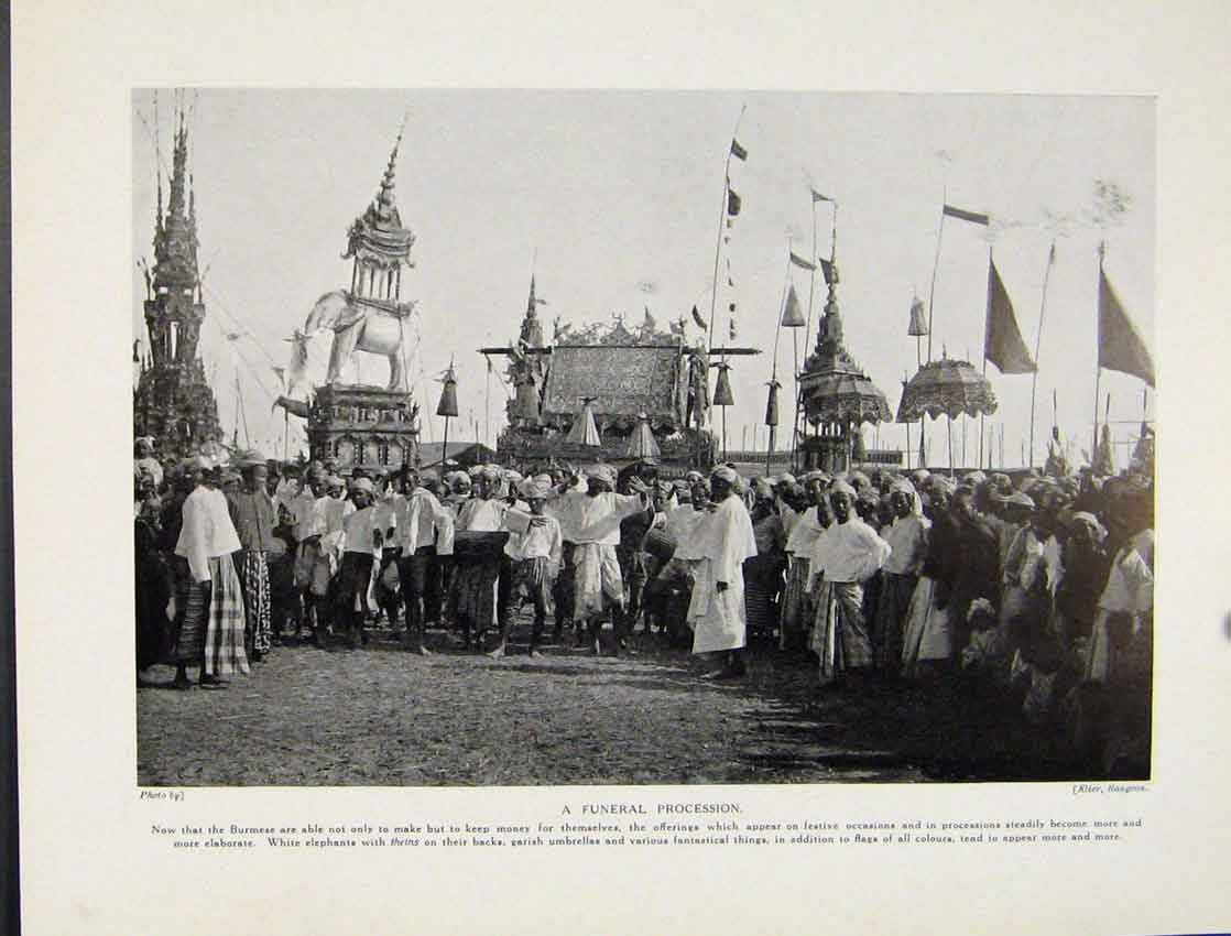 Original Old Vintage Print Funeral Procession Burmese Culture C1931 20th Century