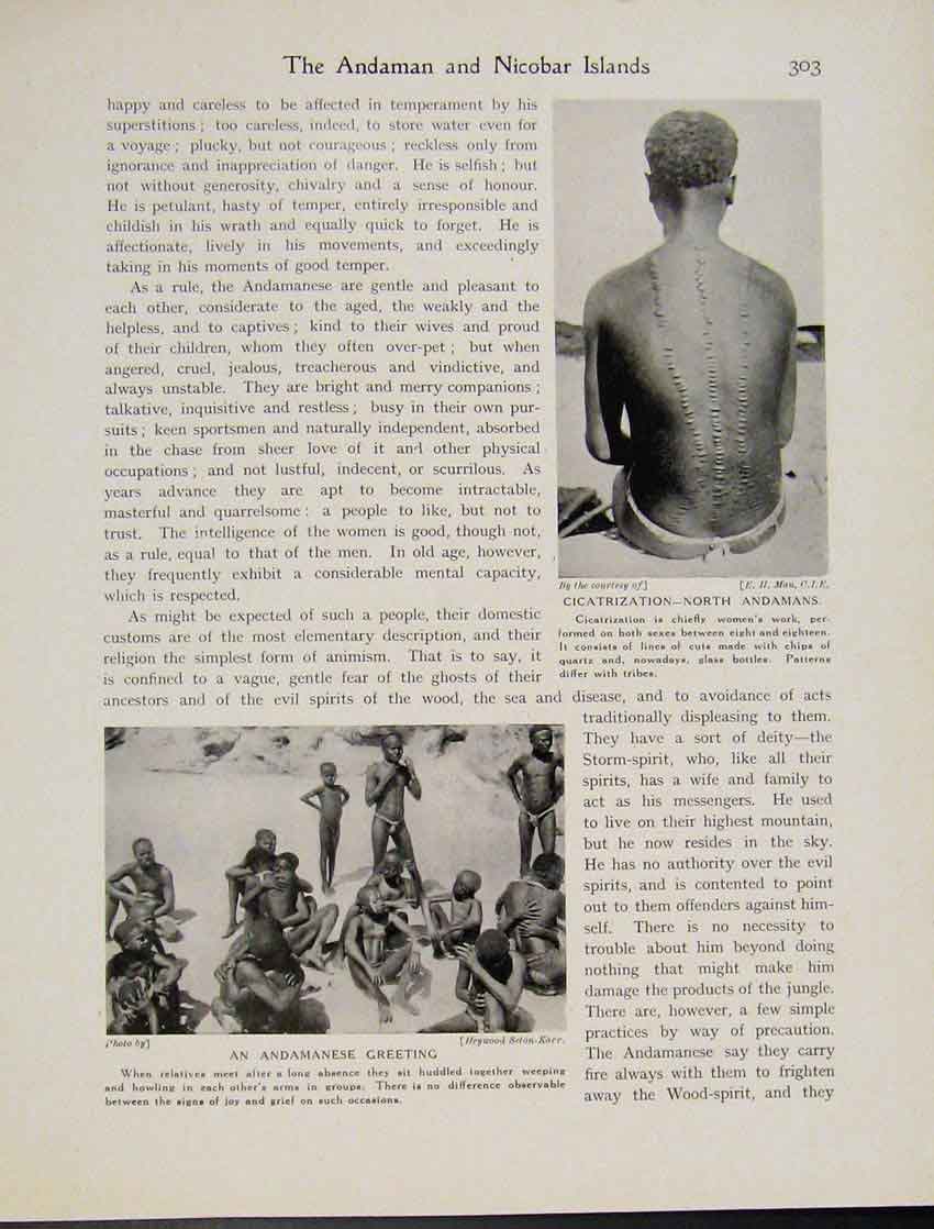 Original Old Vintage Print Cicatrization North Andamans Greeting Photo C1931