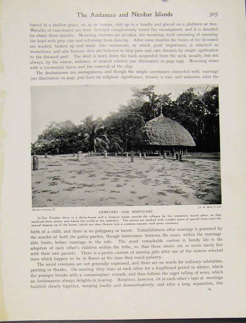 Original Old Vintage Print Cemetery Mortuary Nicobar Photograph C1931 20th