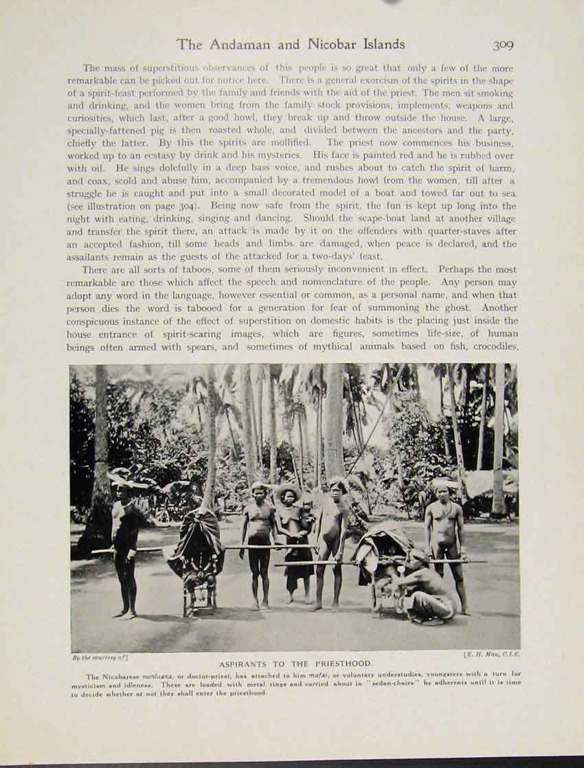Original Old Vintage Print Aspirants Priesthood Nicobarese Photo C1931 20th