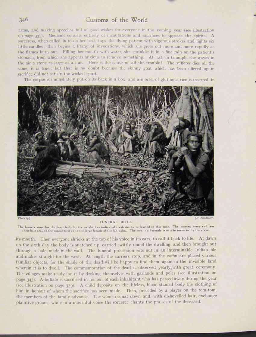 Original Old Vintage Print Funeral Rites Woman Tear Hair Photo C1931 20th