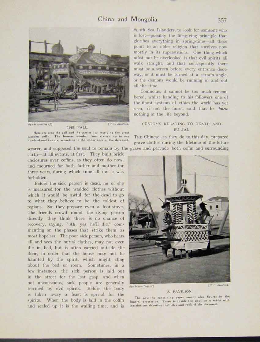 Original Old Vintage Print China Mongolia Pall Pavilion Photograph C1931 20th