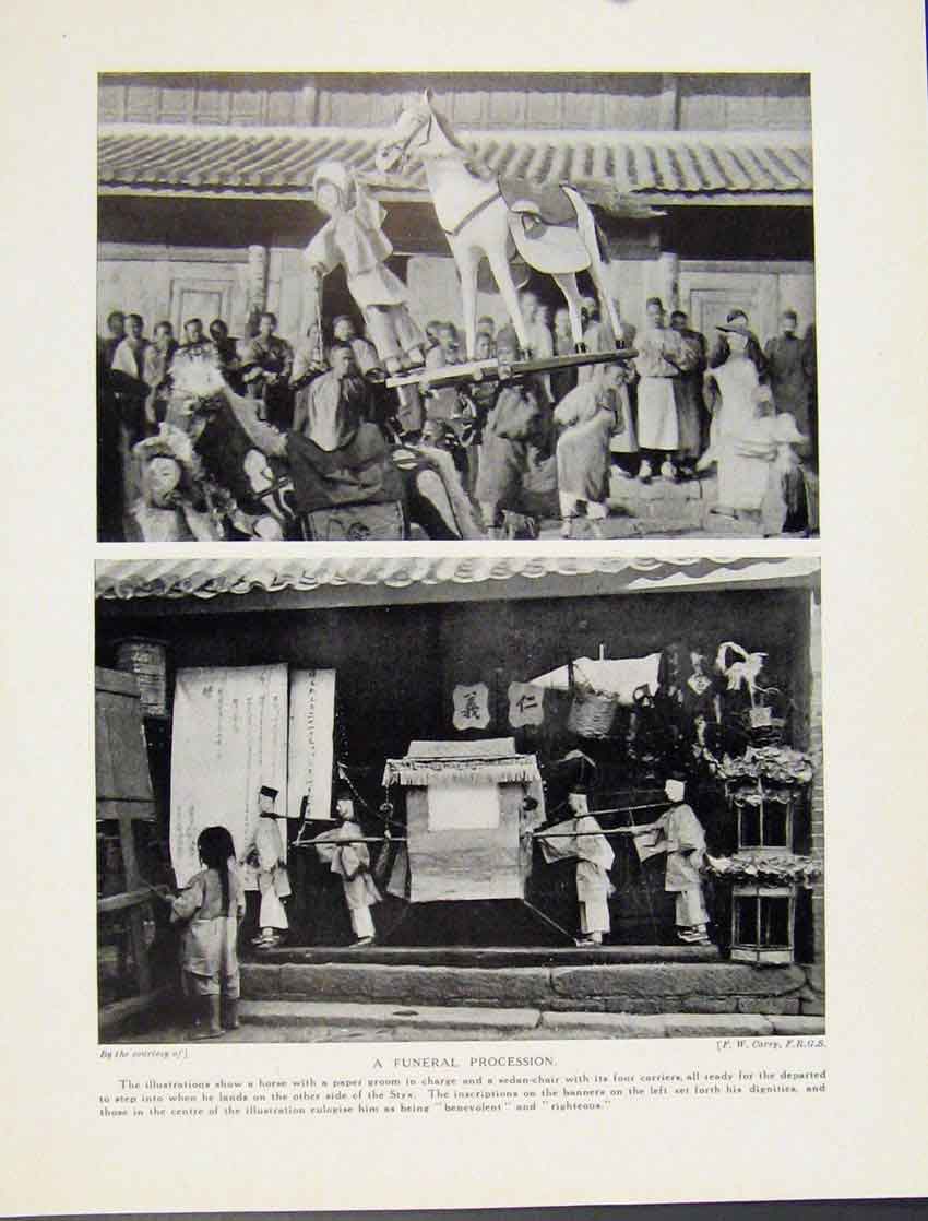 Original Old Antique Print Funeral Procession Fine Art Culture Photo