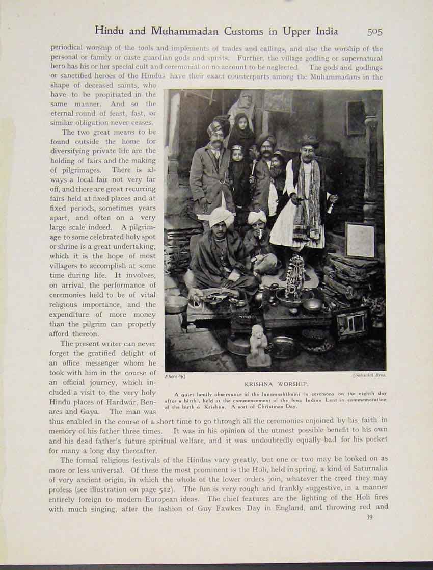 Original Old Vintage Print Krishna Worship Indian Lent Christmas C1931 Photo