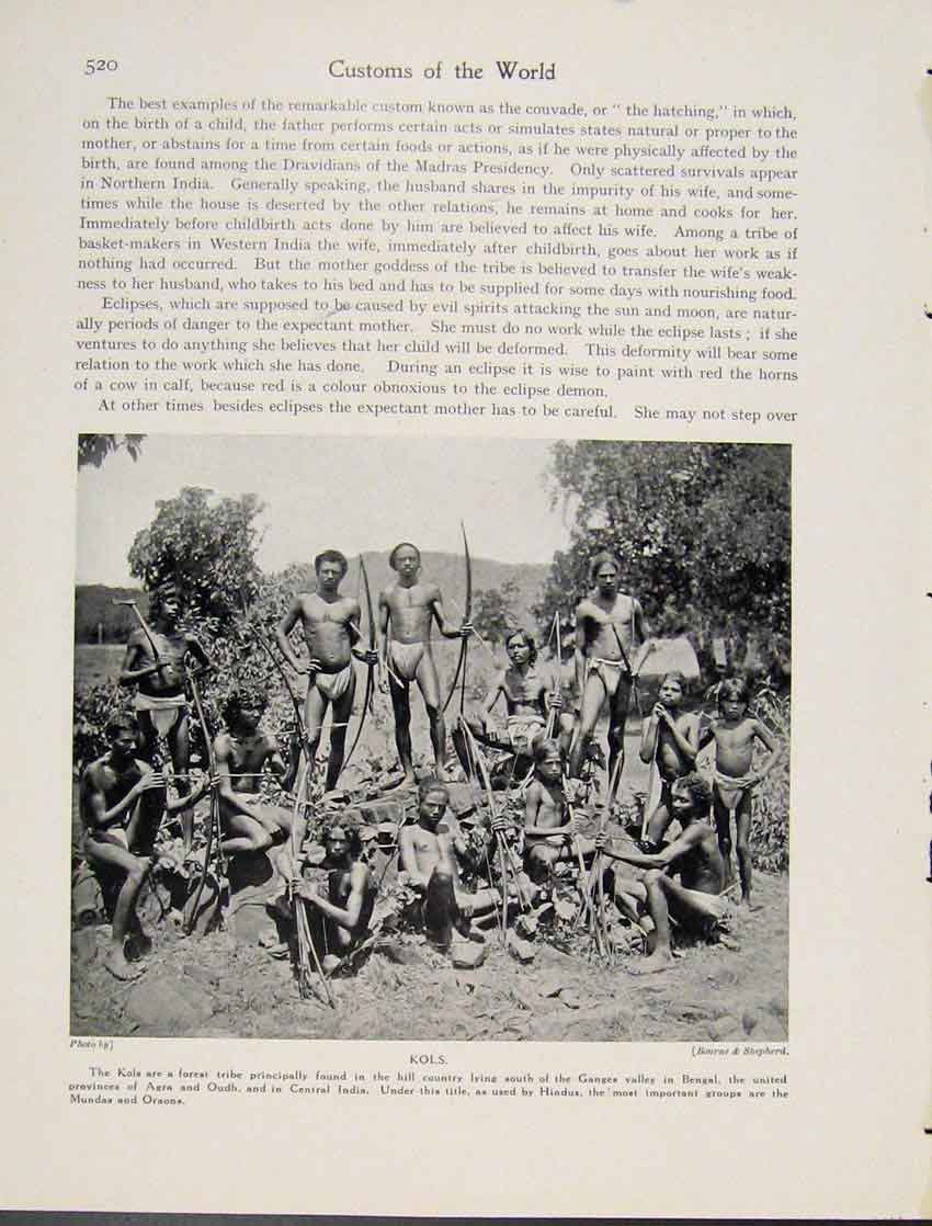 Original Old Vintage Print Kols Gangers Valley Bengal Photograph C1931 20th