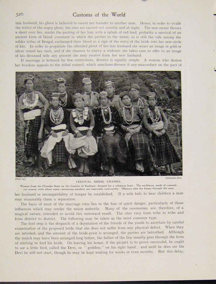 Original Old Vintage Print C1931 Festival Dress Chamba Kashmir Photograph 20th