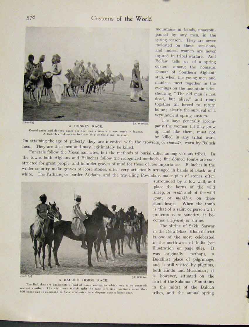 Original Old Vintage Print Donkey Race Baluch Horse Race Afgans Photograph C1931