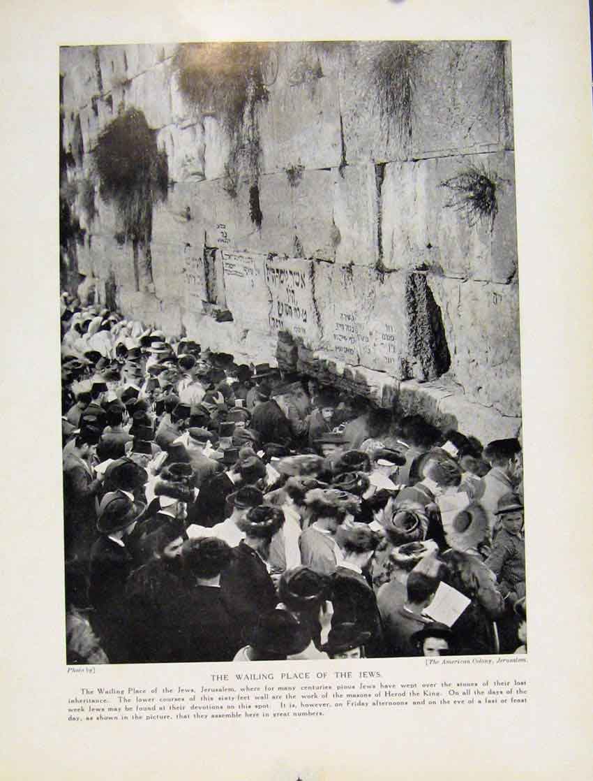 Original Old Antique Print Neby Musa Procession Garden Gethsemane Greece