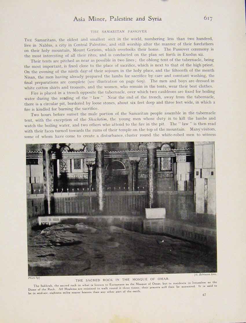 Original Old Vintage Print Sacred Rock Mosque Omar Sakhrah Dome C1931 20th