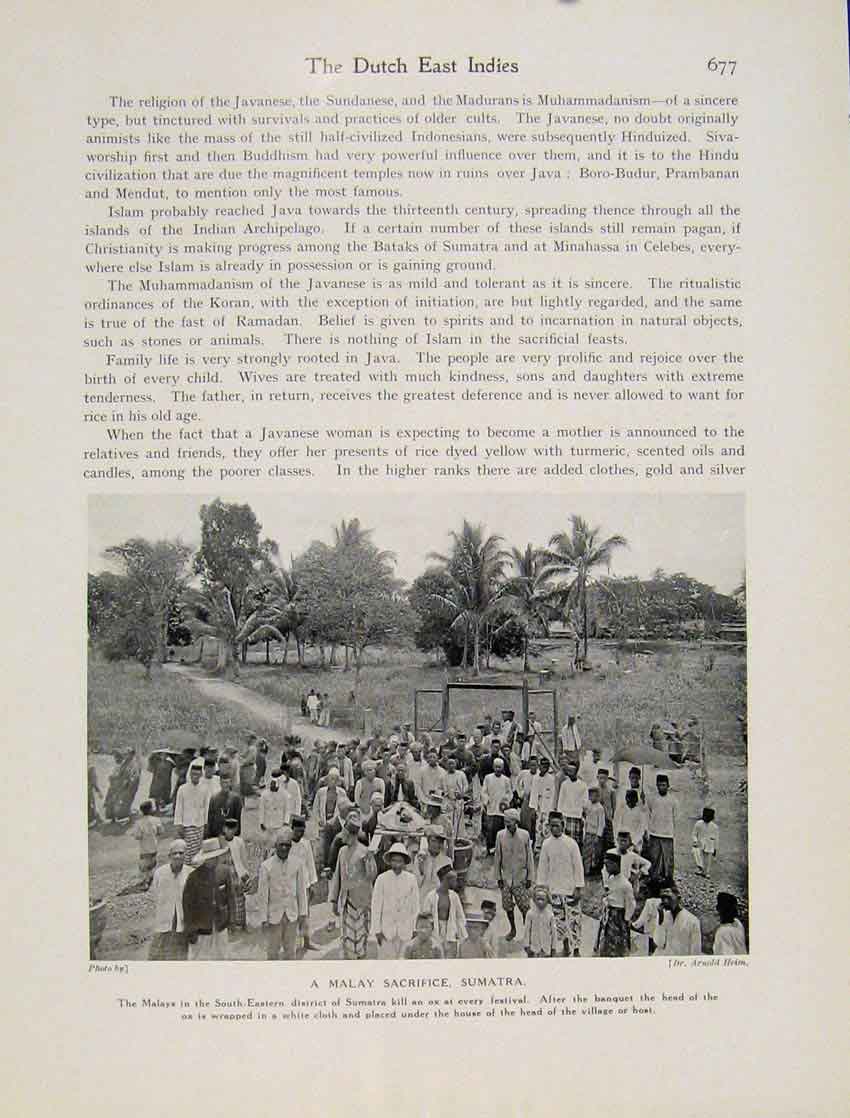 Original Old Vintage Print Malay Sacrifice Sumatra Festival Photo C1931 20th