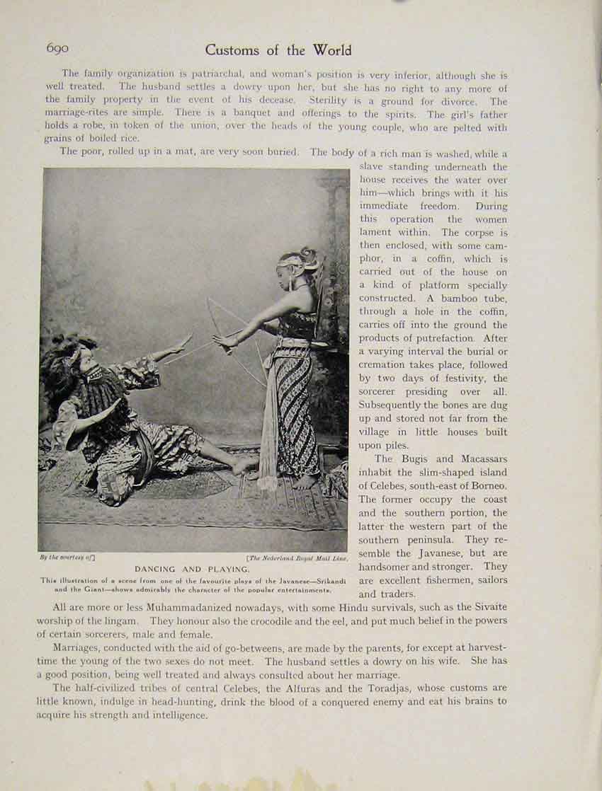 Original Old Vintage Print Dancing Playing Javanese Srikandi Photo C1931 20th