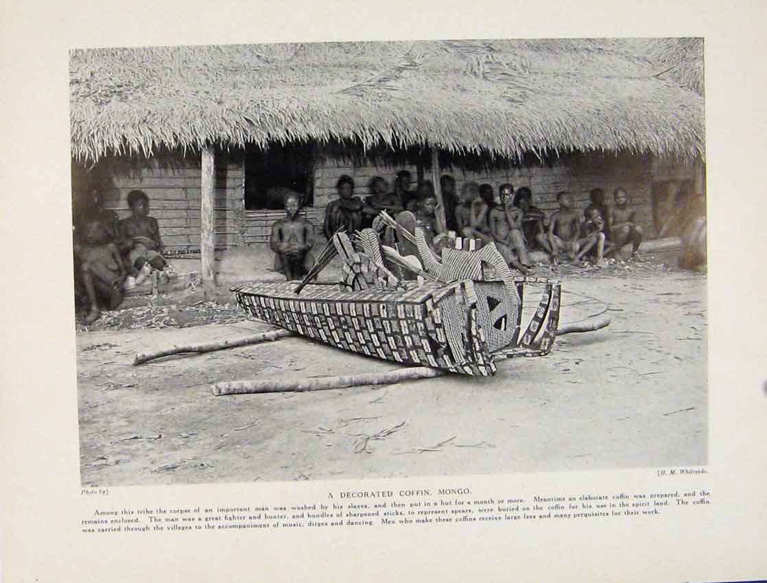 Original Old Antique Print Monument Ngombe Lutete District Bopoto Woman