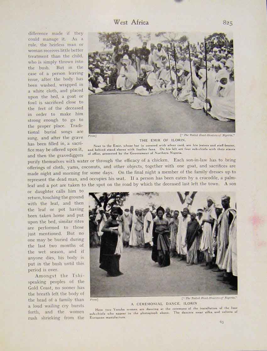 Original Old Antique Print West Africa Emir Ilorin Ceremonial Dance Art