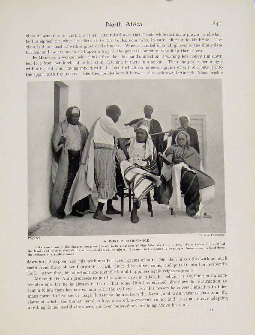 Original Old Antique Print Bori Performance Mai Aska Jinn North Africa