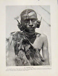 Original Old Antique Print Masai Warriors Men Bow Arrow Blub Sword Africa