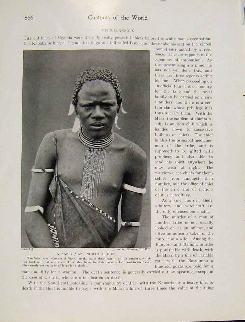 Original Old Vintage Print Sabei Man North Elgon Nandi Uganda C1931 Art 20th