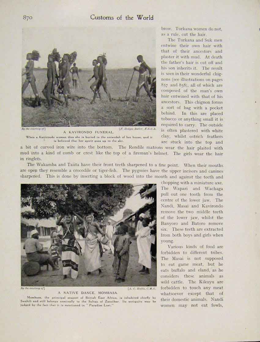 Original Old Vintage Print Kavirondo Funeral Native Dance Mombasa 1931 20th