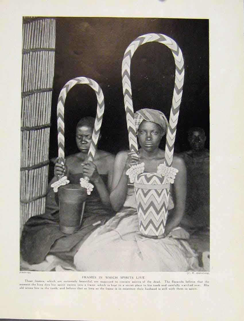 Original Old Antique Print Ornaments Zanzibar Display Bead Work African