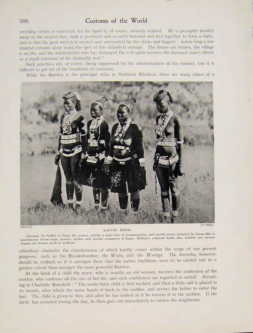 Original Old Vintage Print Kaffir Dress Natal Rhodesia Zimbabwe C1931 20th