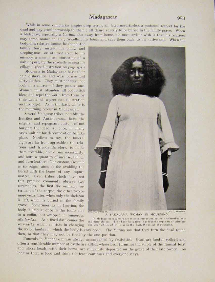 Original Old Vintage Print Sakalava Woman Mourning Madagascar C1931 20th