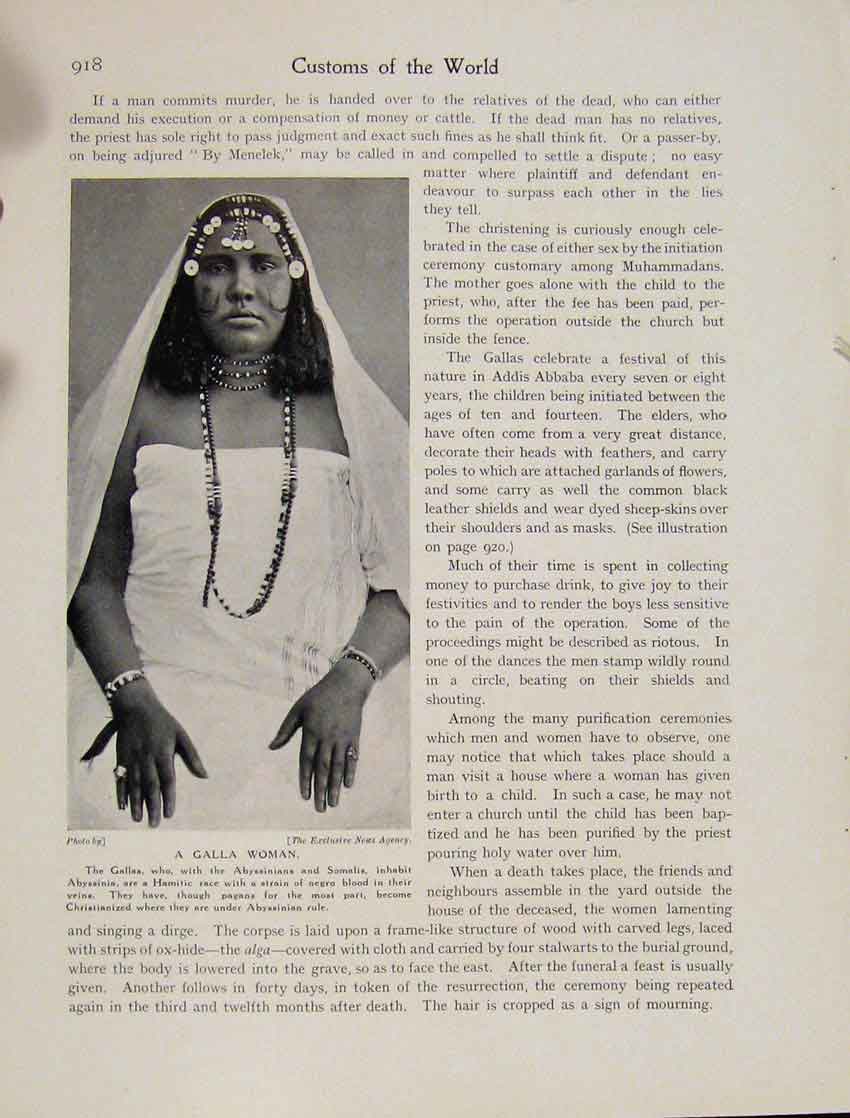 Original Old Vintage Print Galla Wman Abyssinians Somalia C1931 Africa 20th