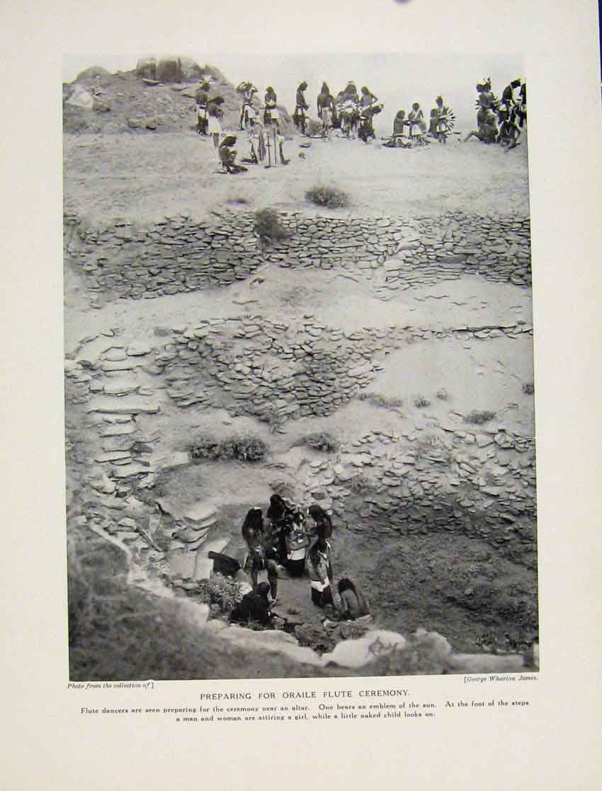 Old Antique Print Antelope Altar Walpi Kiva Mosaic Sand Armerican Indian