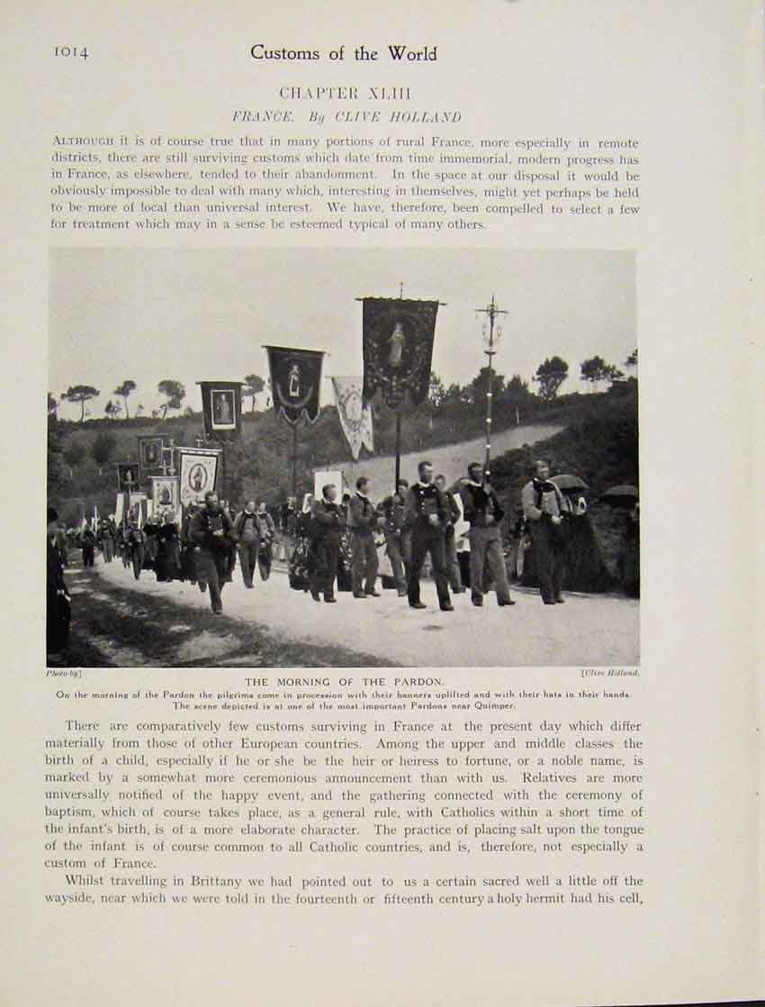 Original Old Vintage Print Morning Pardon Pilgrims Quimper C1931 Photo 20th