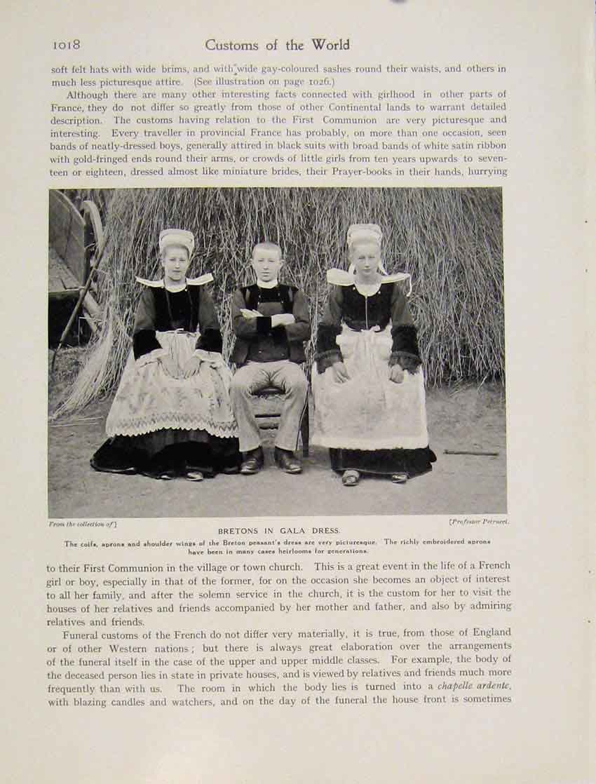 Original Old Vintage Print Bretons Gala Dress Portrait Photo C1931 20th Century
