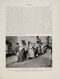 Original Old Antique Print Marrying Day Plougastel Marriage Many Couples
