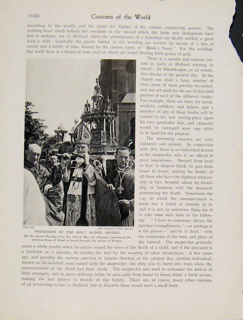 Original Old Vintage Print Procession Holy Blood Bruges May C1931 Photo 20th