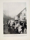 Old Antique Print Belssing Cattle Springtime Valais Religious Custom Art