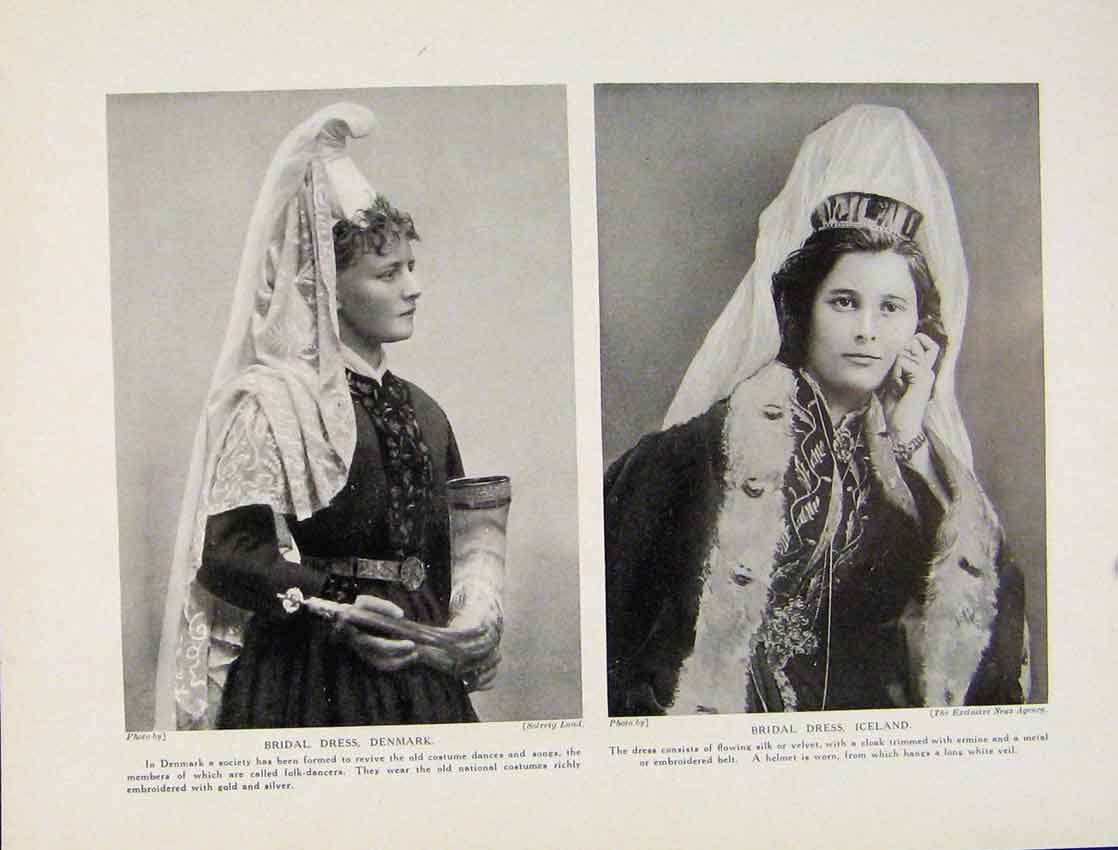 Original Old Vintage Print Engagement Runo Bride Weeping Weepers C1931 20th