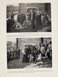 Original Old Antique Print Leaving Home Undoing Brides Hair Fine Art