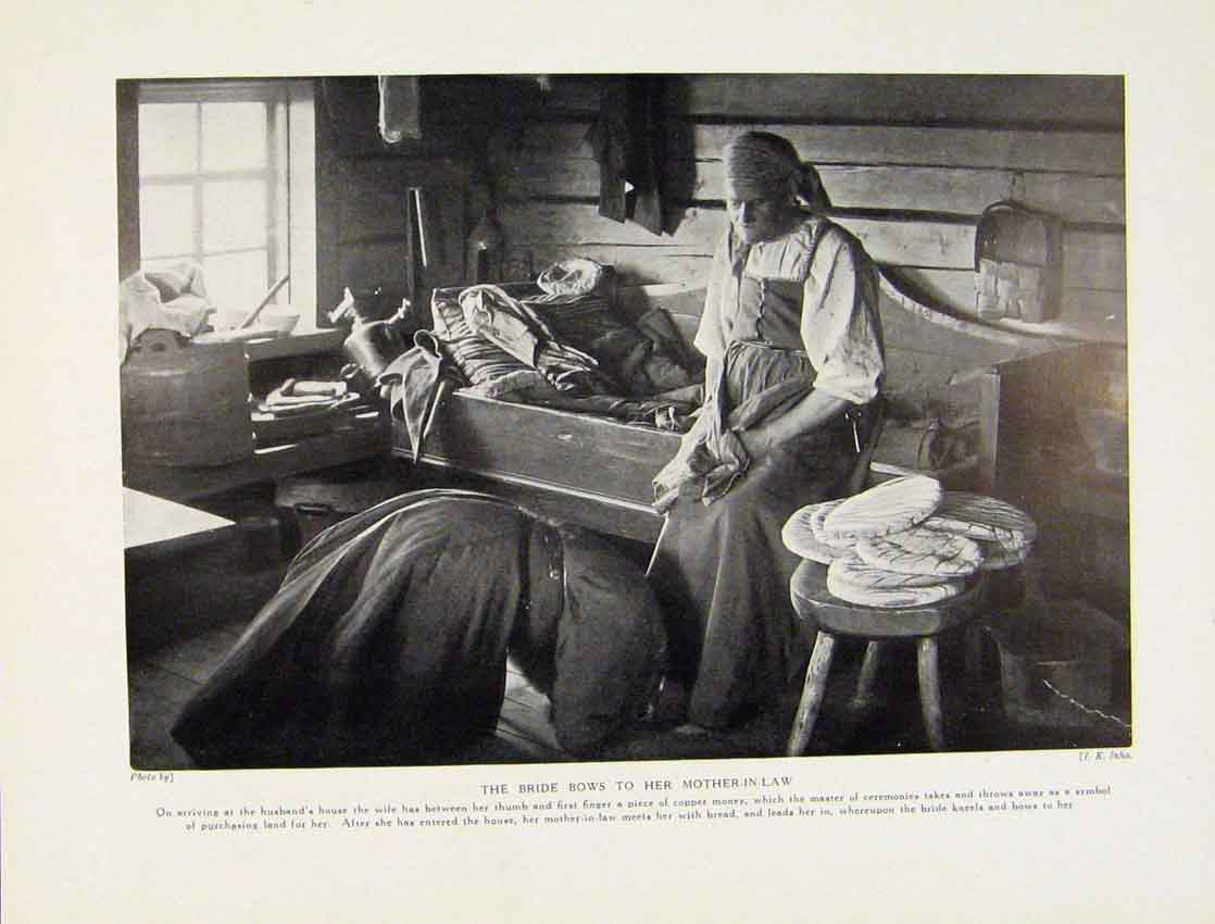 Original Old Vintage Print Weeping Runo Mother Bride Fine Art C1931 20th
