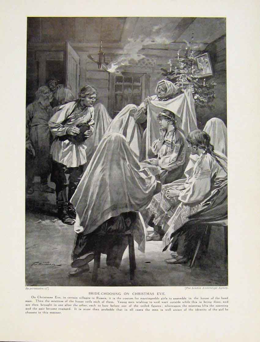 Old Antique Print Carrying Iknon Russian Priesthodd Elaborate Ceremonial