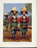 Original Old Antique Print Dancers Fly River Region Cermonies Color Fine Art