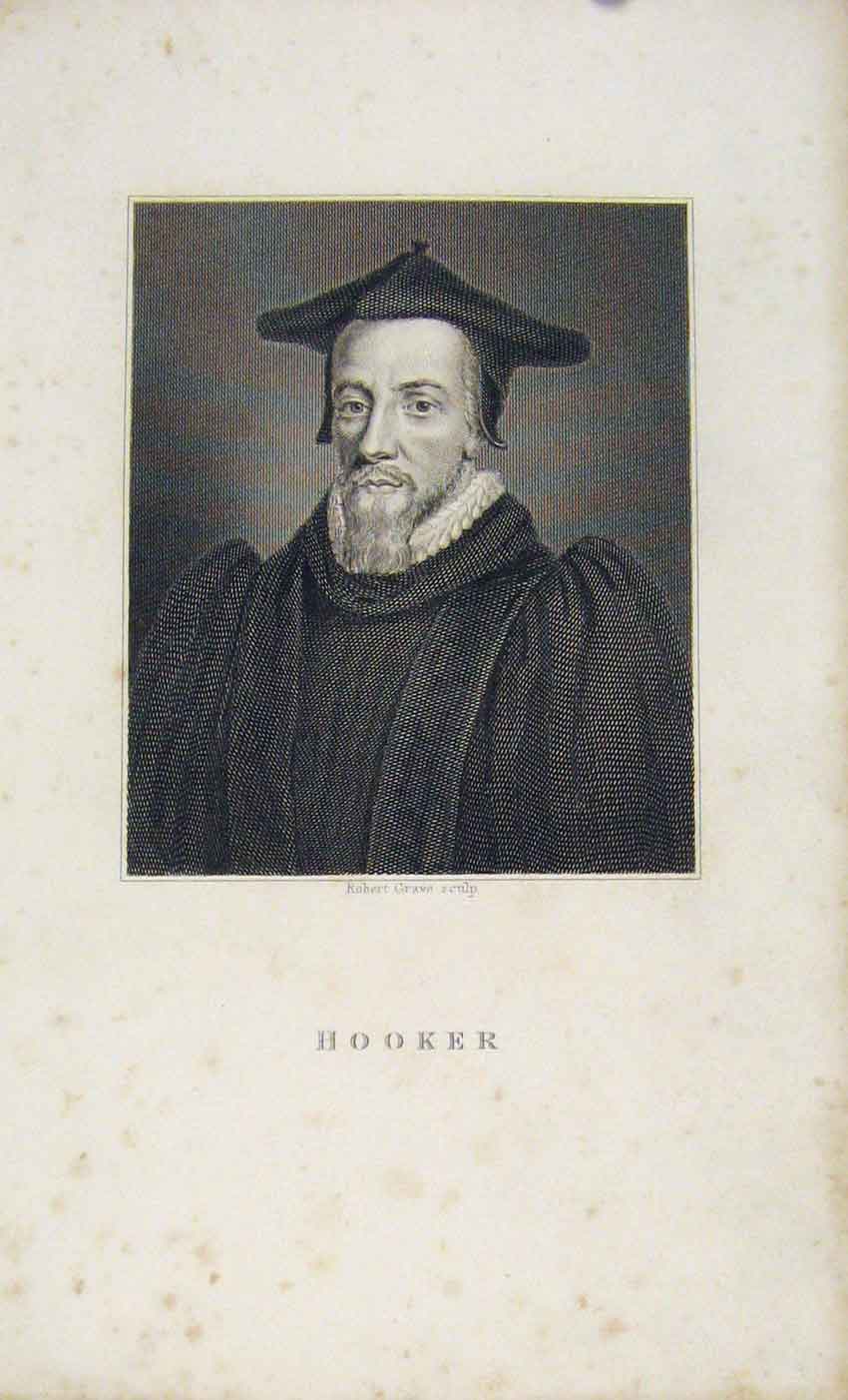 Original Old Antique Print Dugdale C1845 Portrait Hooker 19th Century