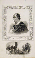 Original Old Antique Print Dugdale C1845 Portraitoliver Gsmith Tower Canonbury